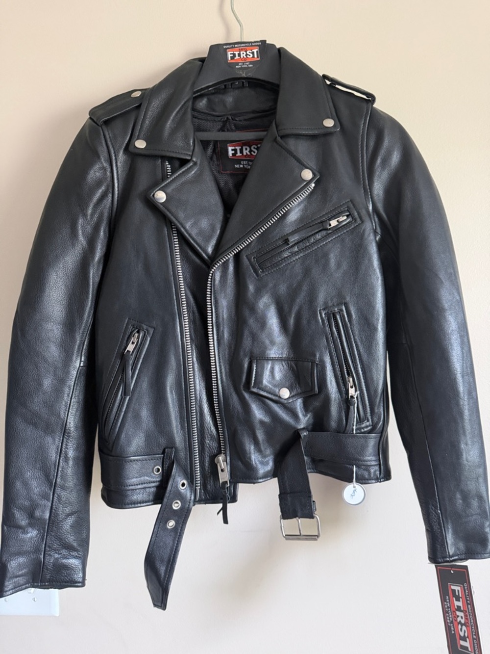 First MFG Co. Leather Motorcycle Jacket – Black – Brand New w/ Tags